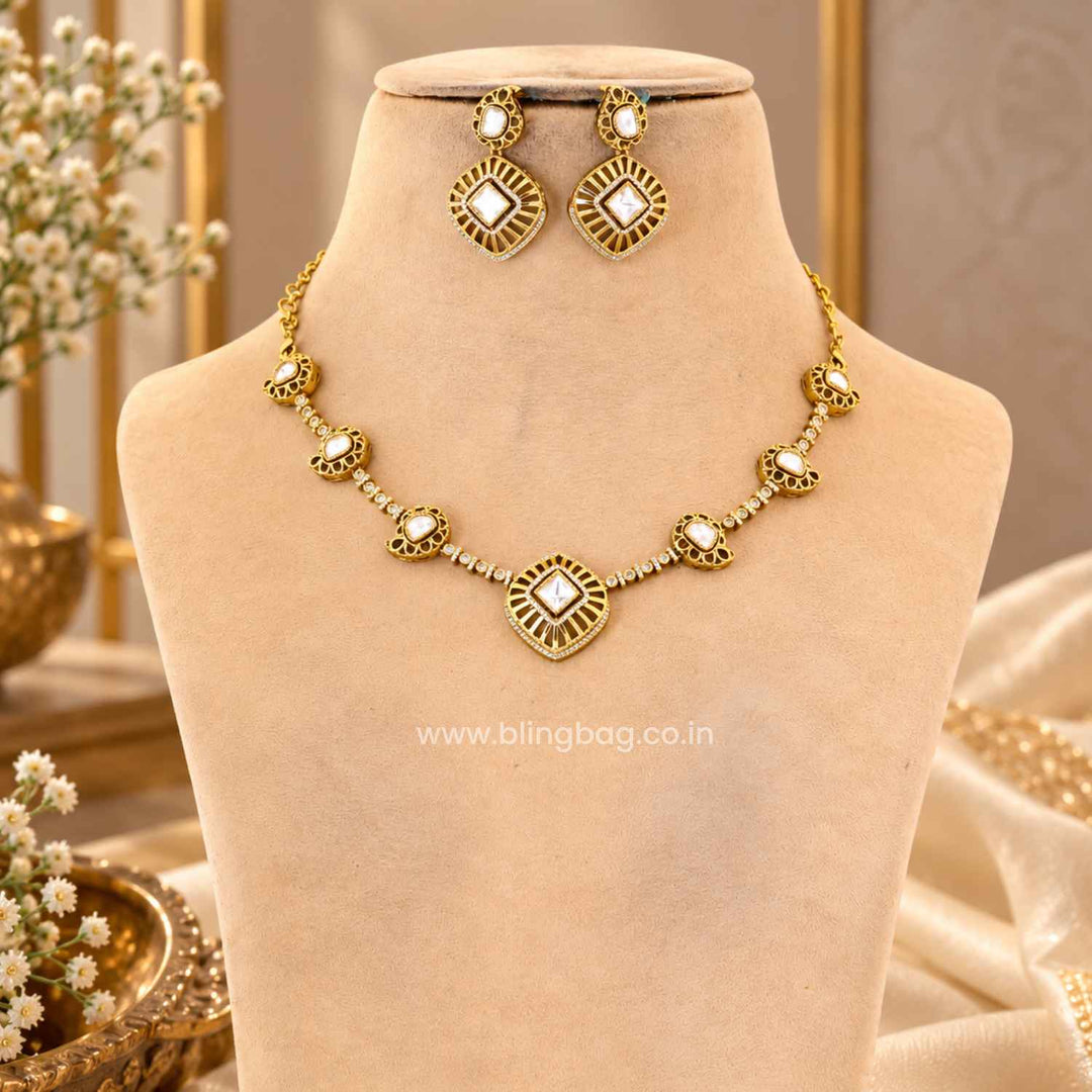 Golden Mehfil Antique Jewellery Set- New Arrival