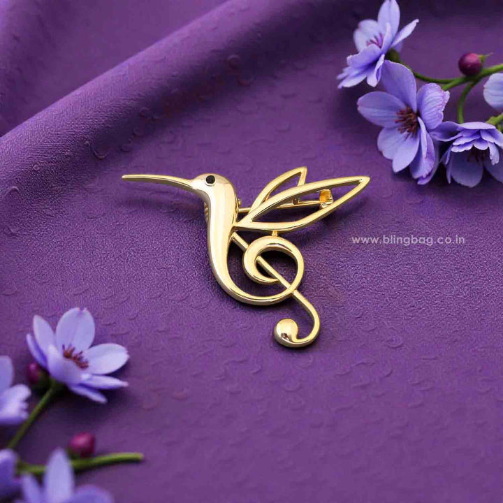 Golden Melody Bird Brooch