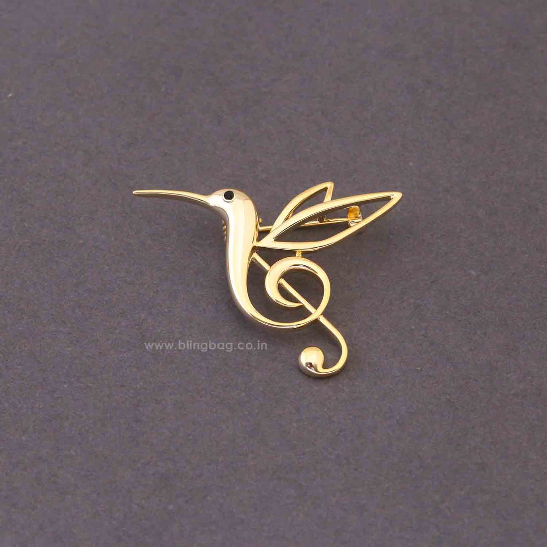 Golden Melody Bird Brooch