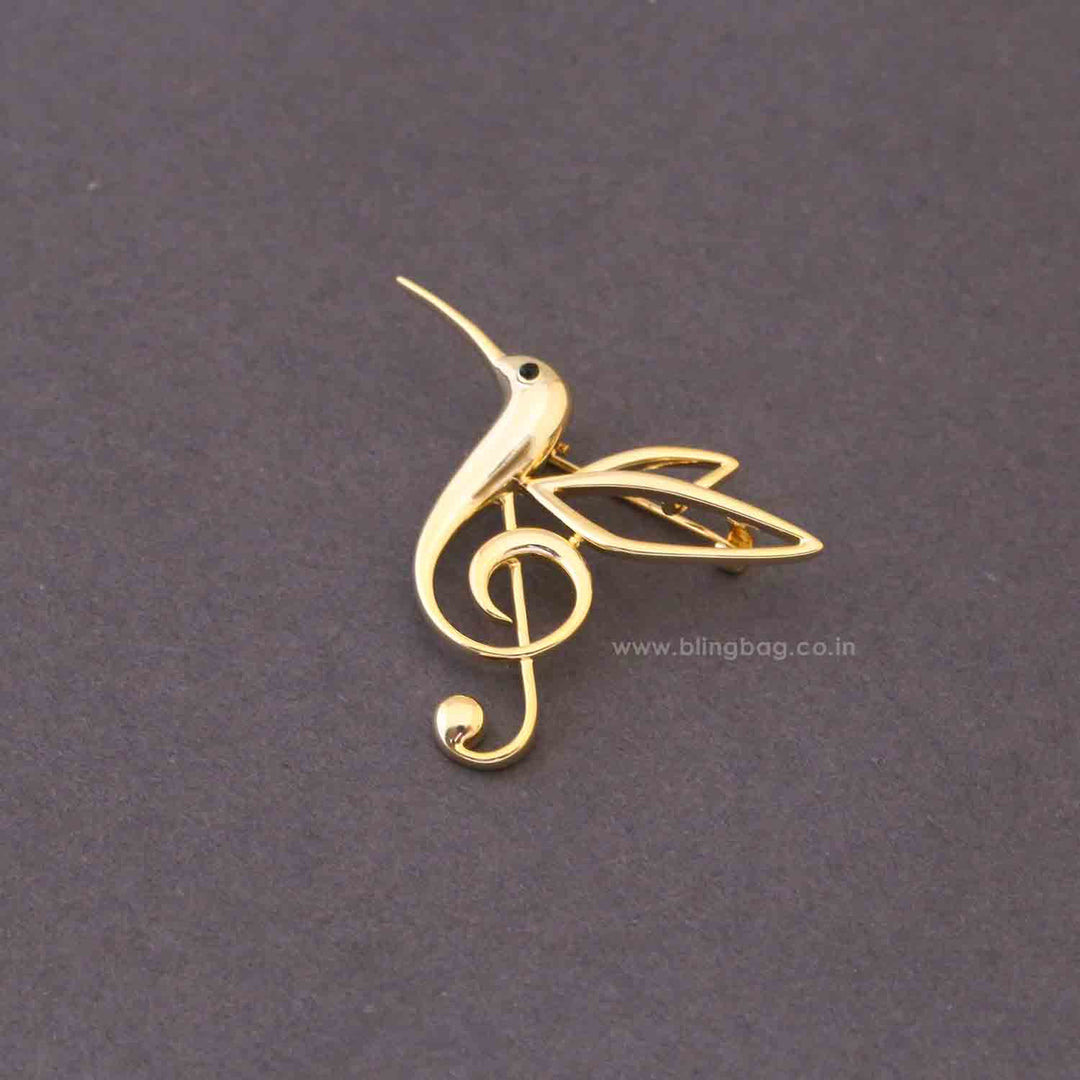 Golden Melody Bird Brooch