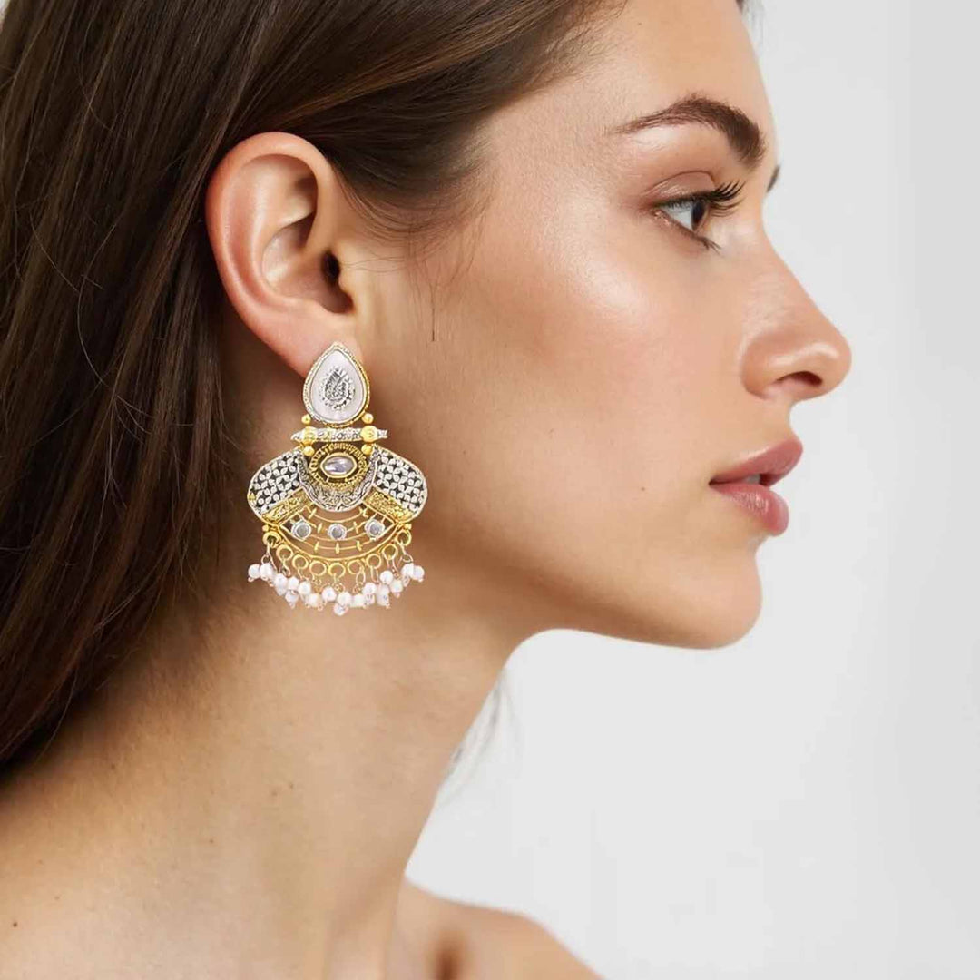 Golden Minakshri Oxidised Chandbalis