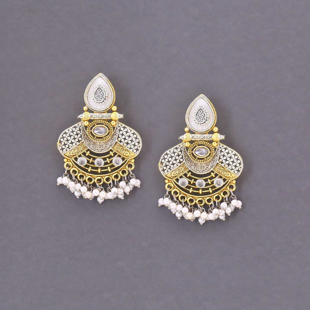 Golden Minakshri Oxidised Chandbalis
