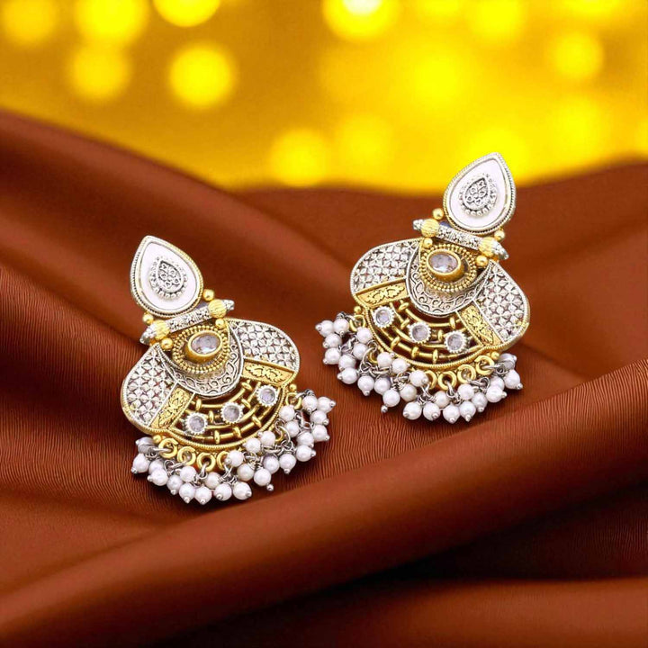 Golden Minakshri Oxidised Chandbalis