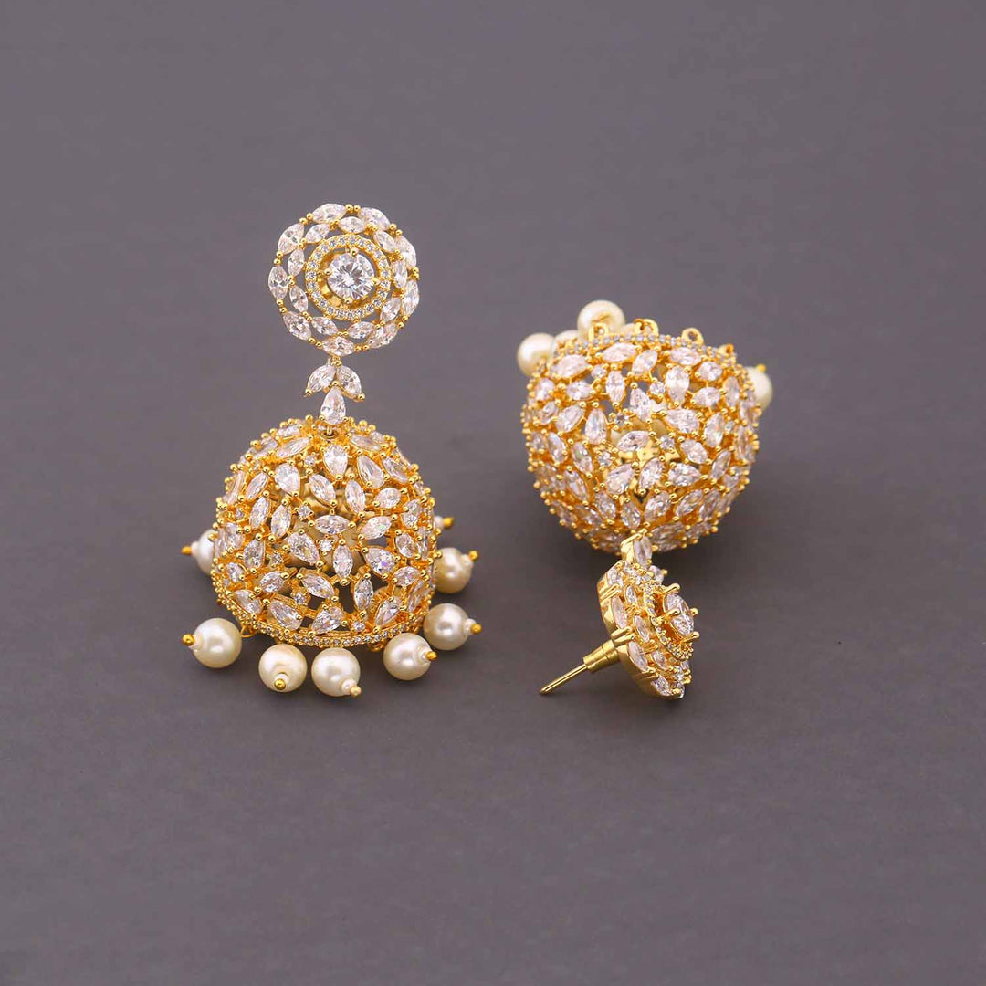 Golden Mini Avi Zirconia Jhumkis