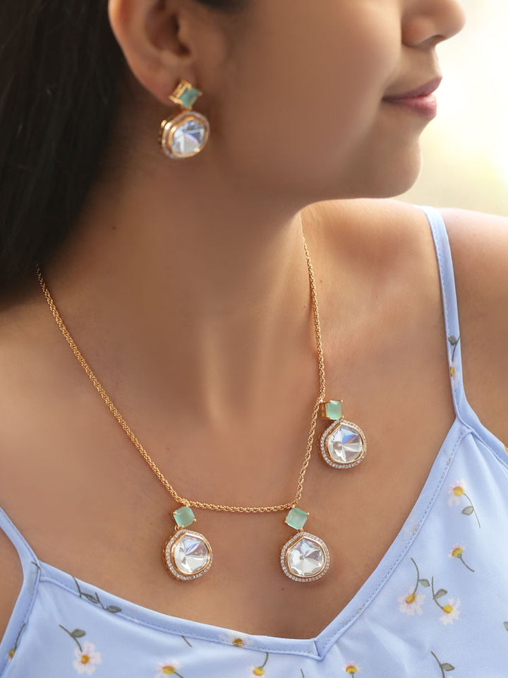 Golden Mint Azizah Zirconia Jewellery Set - EOSS