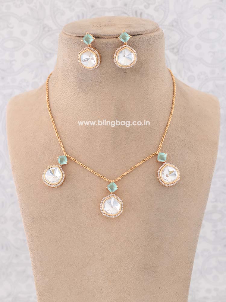 Golden Mint Azizah Zirconia Jewellery Set - EOSS