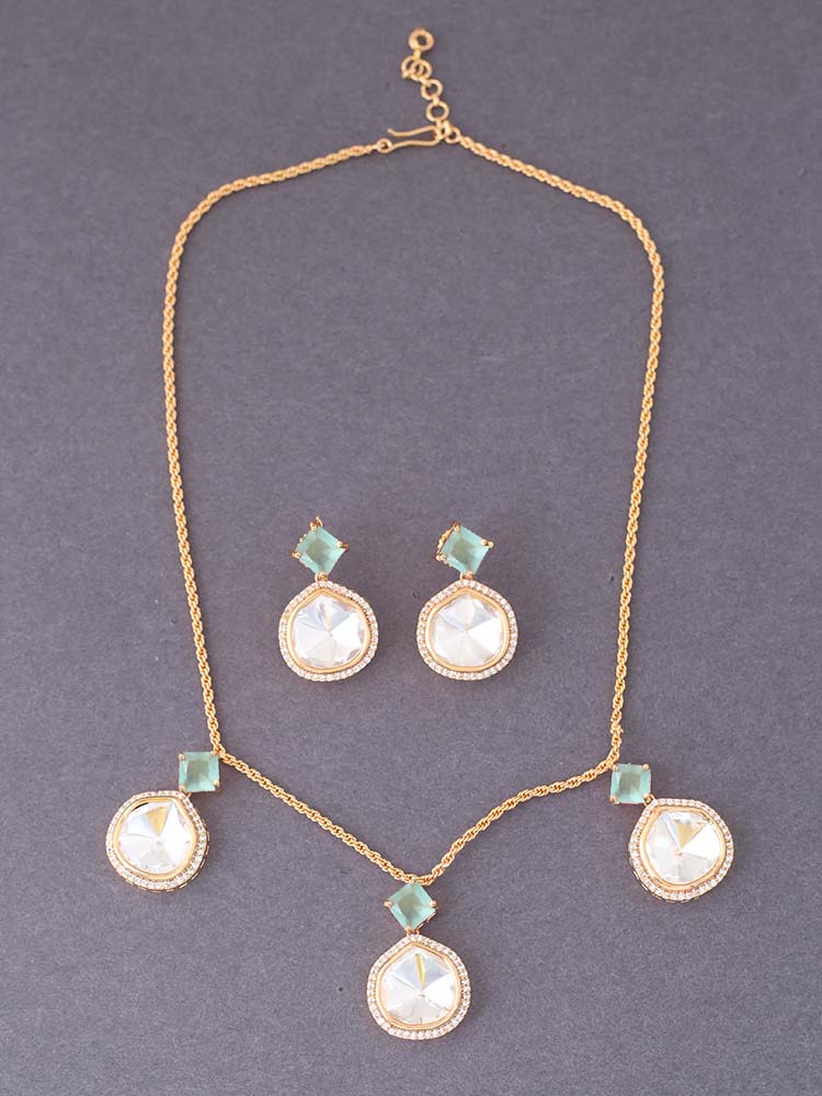 Golden Mint Azizah Zirconia Jewellery Set - EOSS