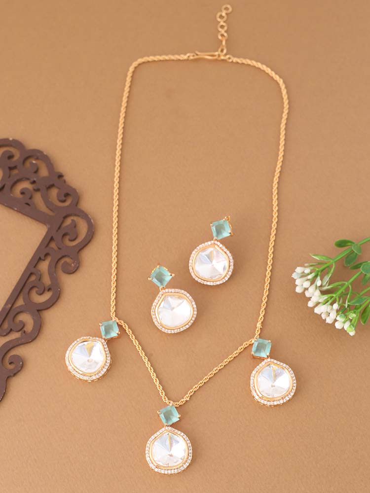 Golden Mint Azizah Zirconia Jewellery Set - EOSS