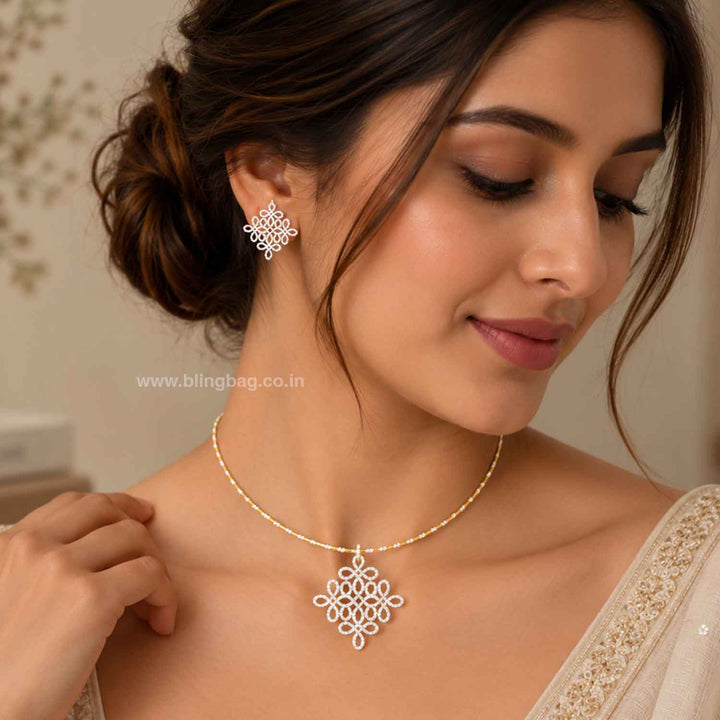Golden Mishri Pendant Set