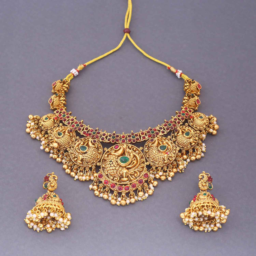 Golden Mokshika Bridal Temple Jewellery Set - New Arrival