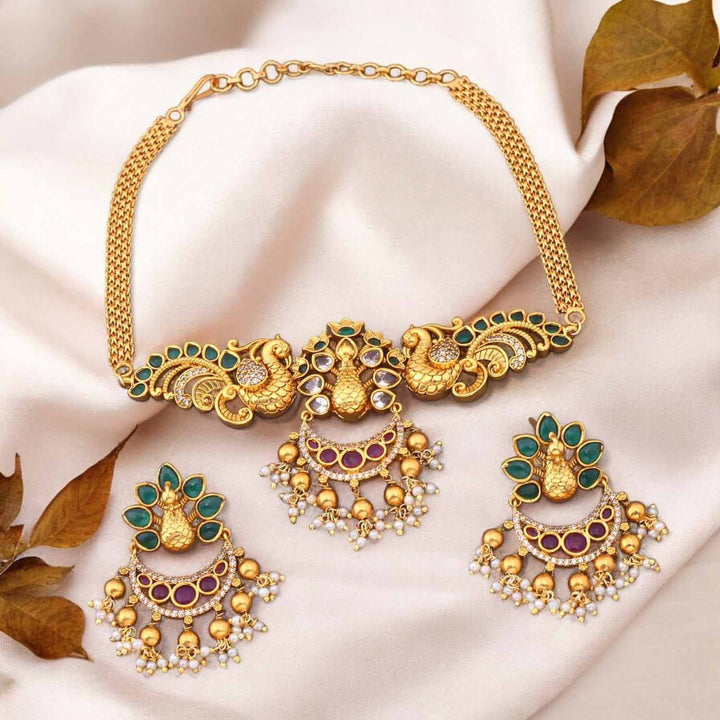 Golden Momika Antique Jewellery Set - New Arrival