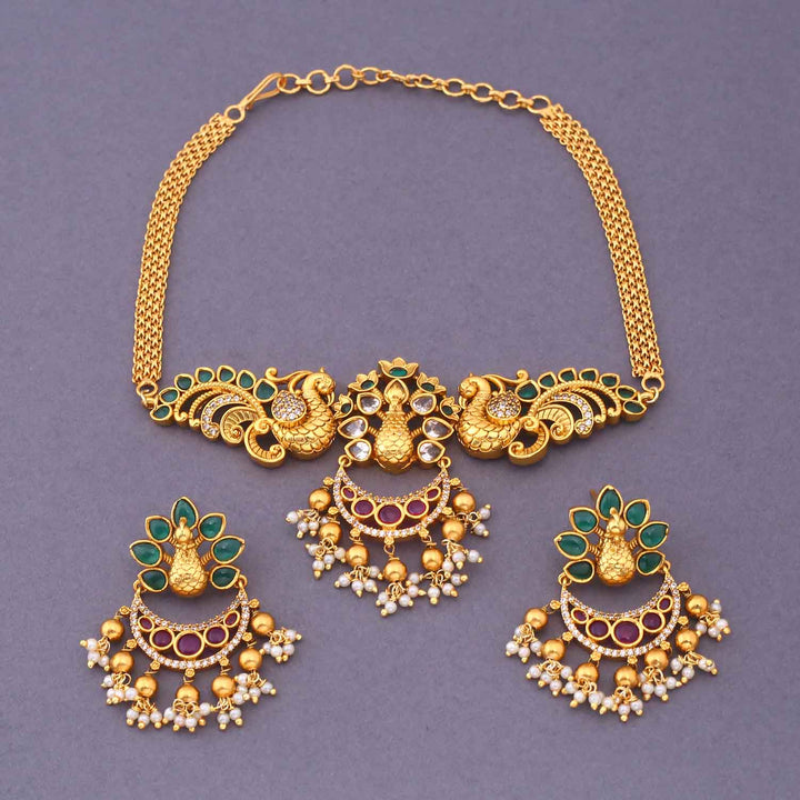 Golden Momika Antique Jewellery Set - New Arrival