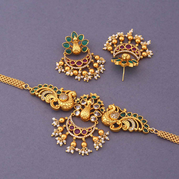 Golden Momika Antique Jewellery Set - New Arrival