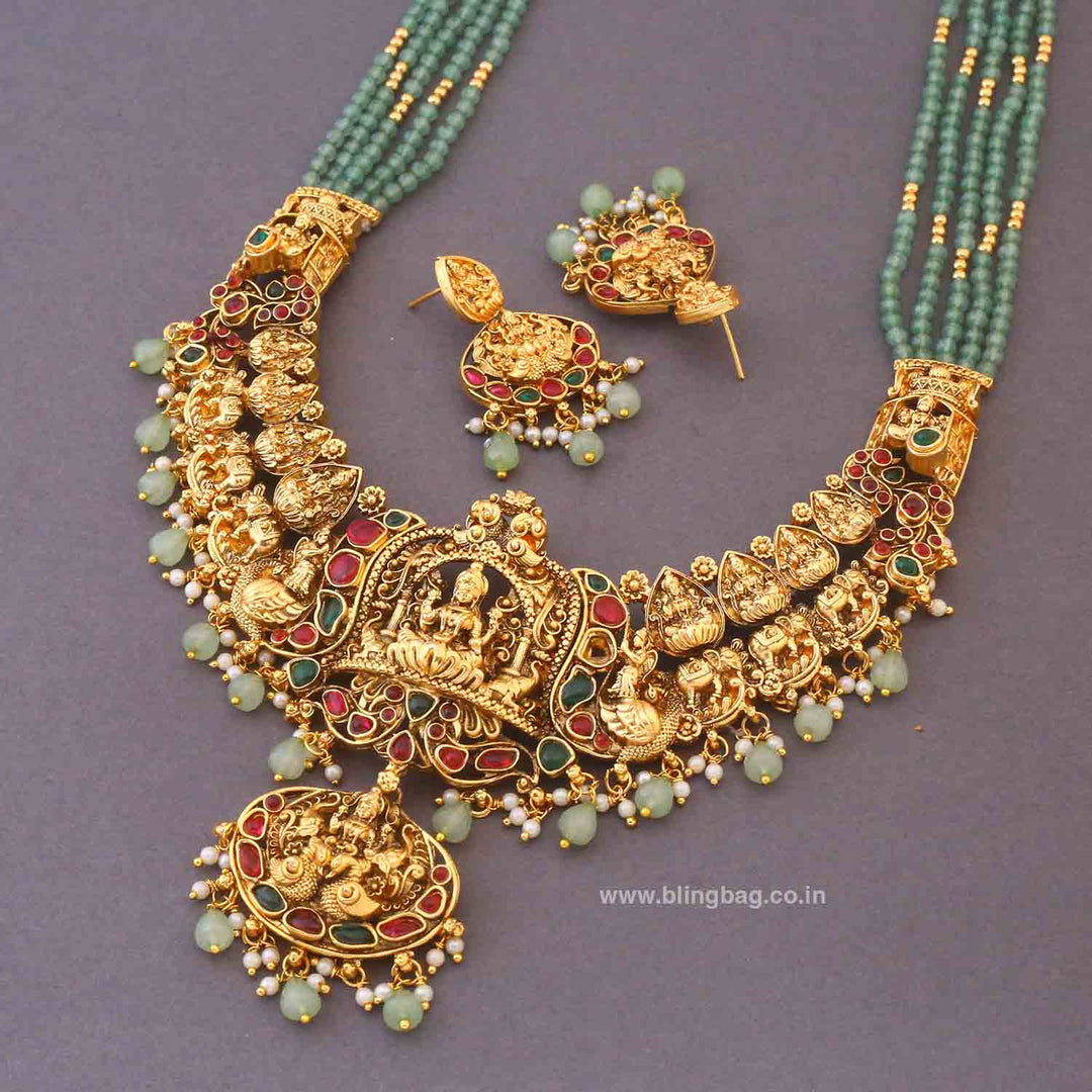Golden Mumbadevi Temple Jewellery Set - New Arrival
