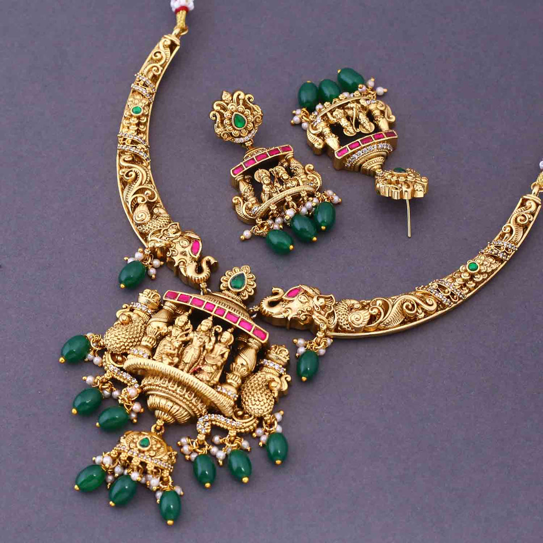 Emerald  Namah Hasli Temple Jewellery Set- New Arrival