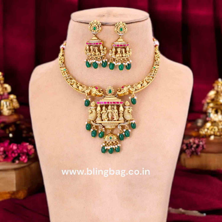 Emerald  Namah Hasli Temple Jewellery Set- New Arrival
