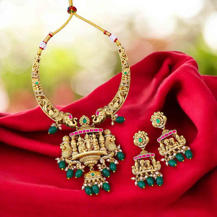 Emerald  Namah Hasli Temple Jewellery Set- New Arrival