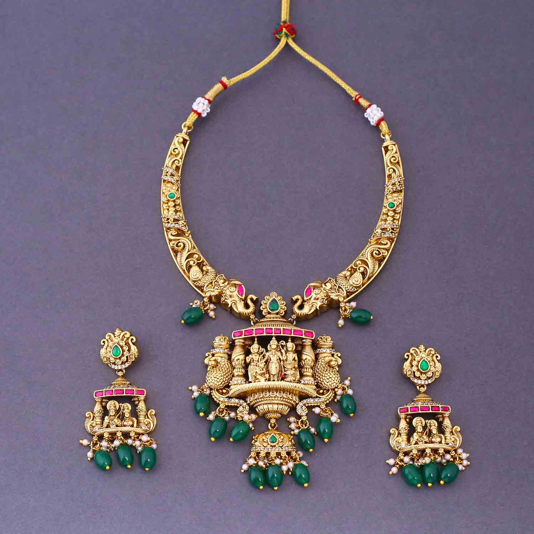Emerald  Namah Hasli Temple Jewellery Set- New Arrival