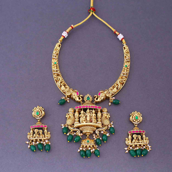 Emerald  Namah Hasli Temple Jewellery Set- New Arrival