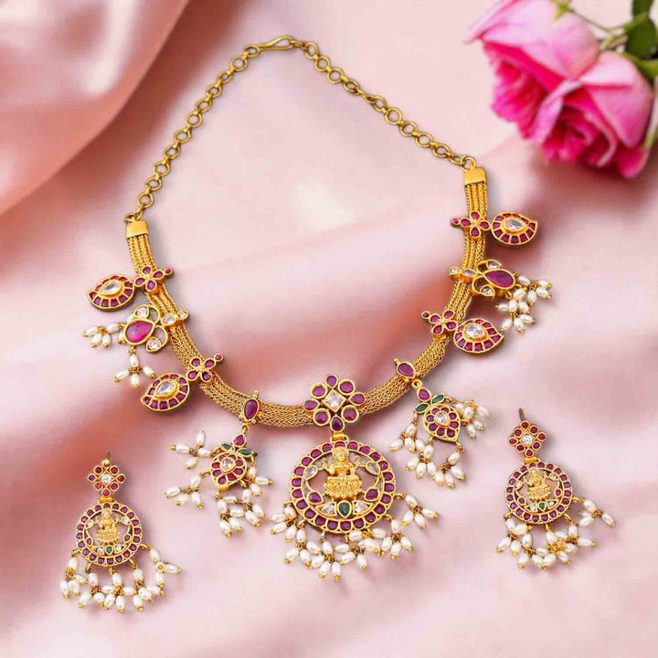 Golden Nandani Temple Jewellery Set-New Arrival