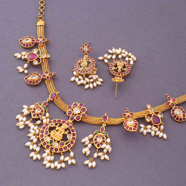 Golden Nandani Temple Jewellery Set-New Arrival