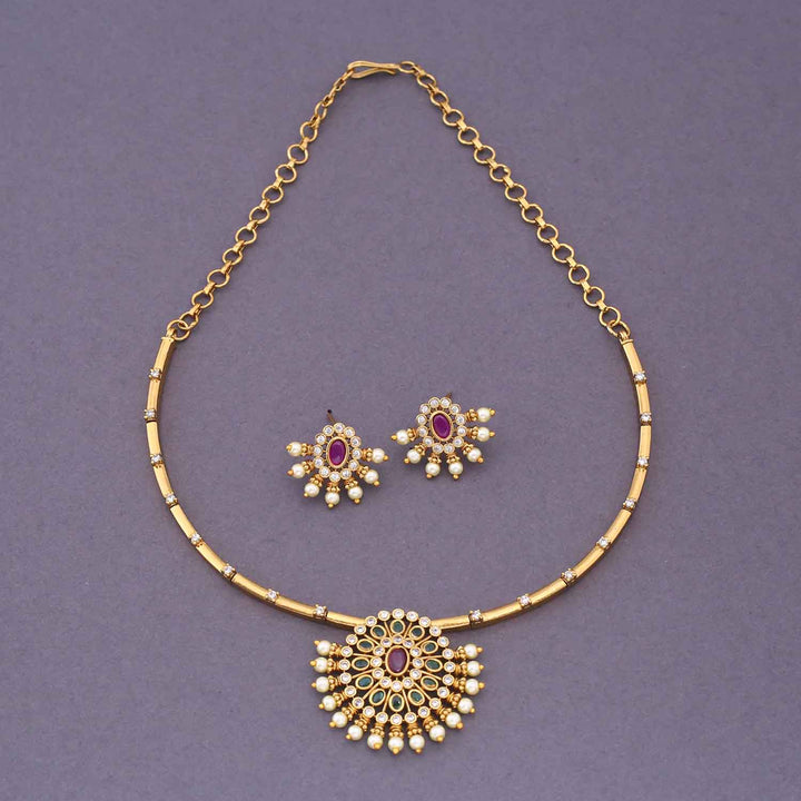 Golden Naruya Hasli Antique Jewellery Set - New Arrival