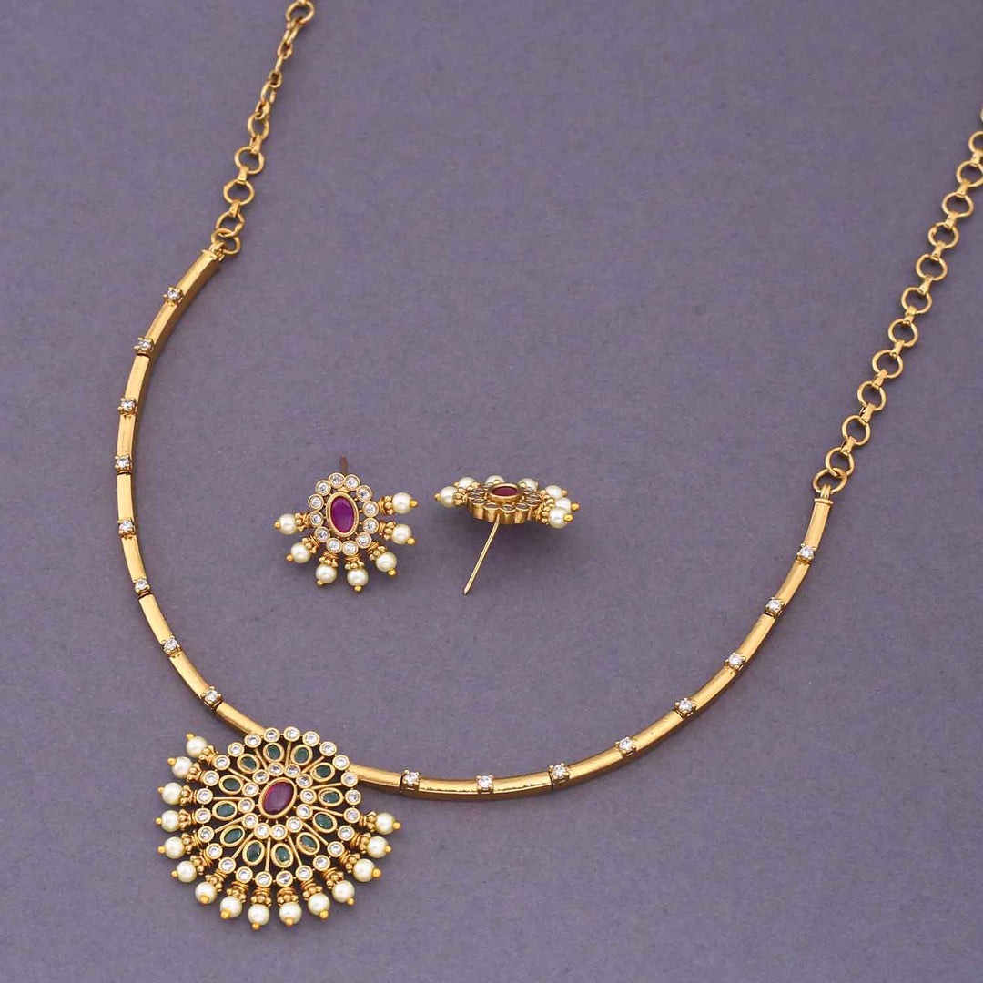 Golden Naruya Hasli Antique Jewellery Set - New Arrival