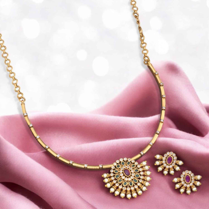 Golden Naruya Hasli Antique Jewellery Set - New Arrival