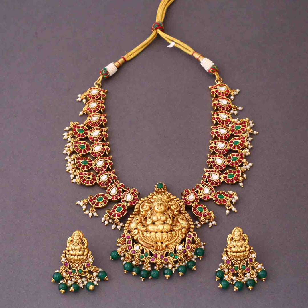 Golden Navadurga Temple Jewellery Set -  New Arrival