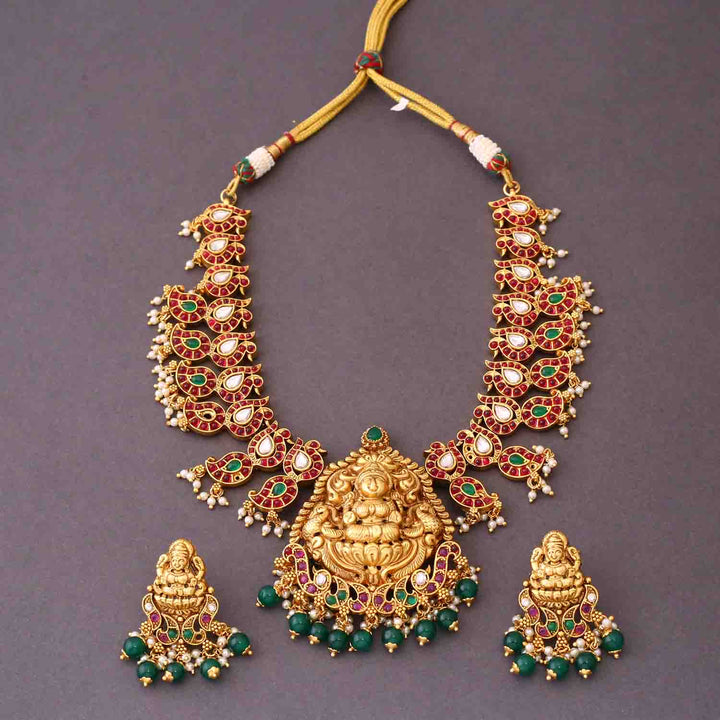 Golden Navadurga Temple Jewellery Set -  New Arrival