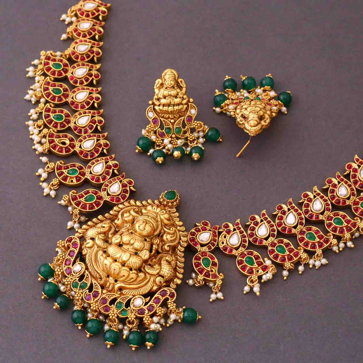 Golden Navadurga Temple Jewellery Set -  New Arrival