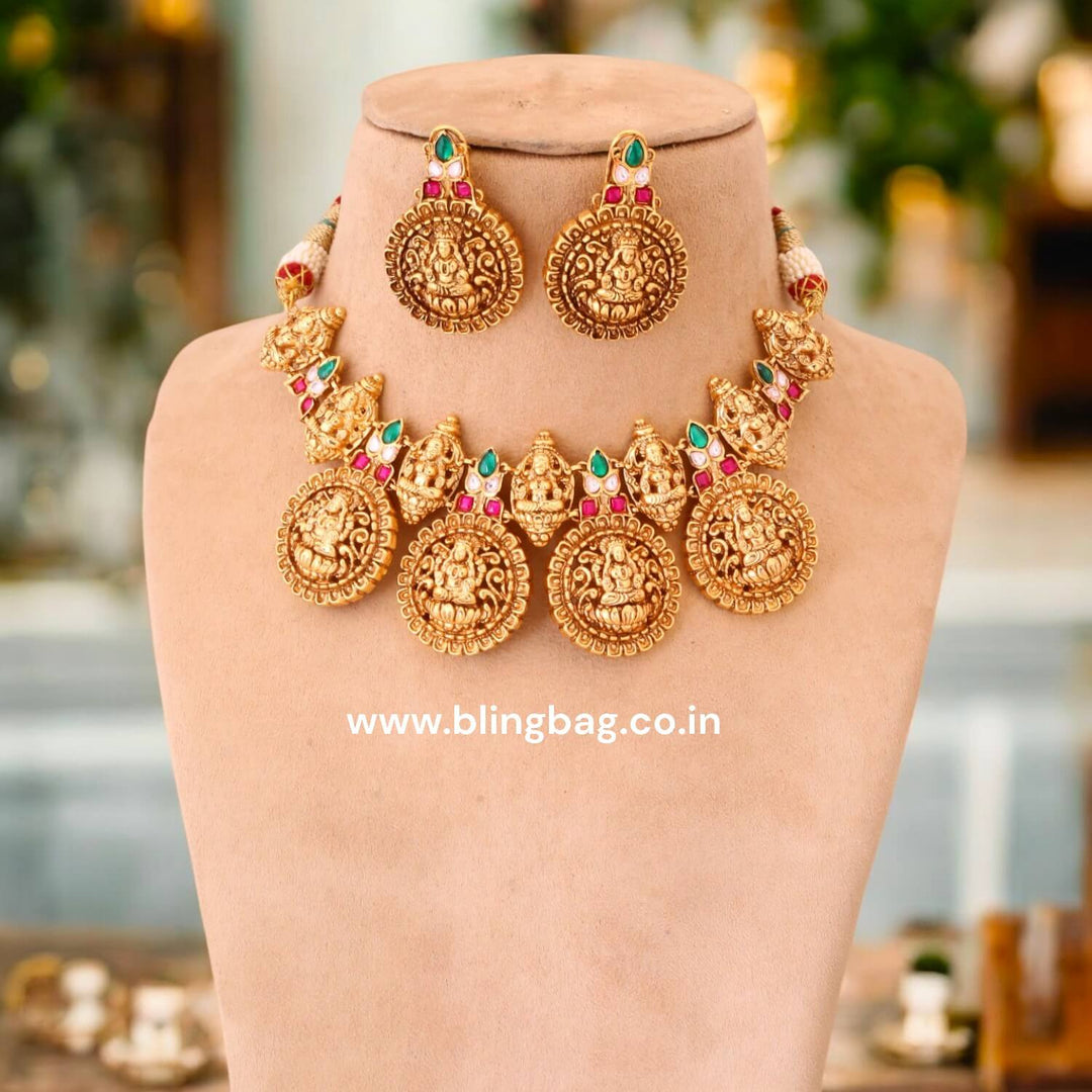 Golden Navaratri Temple Jewellery Set - New Arrival