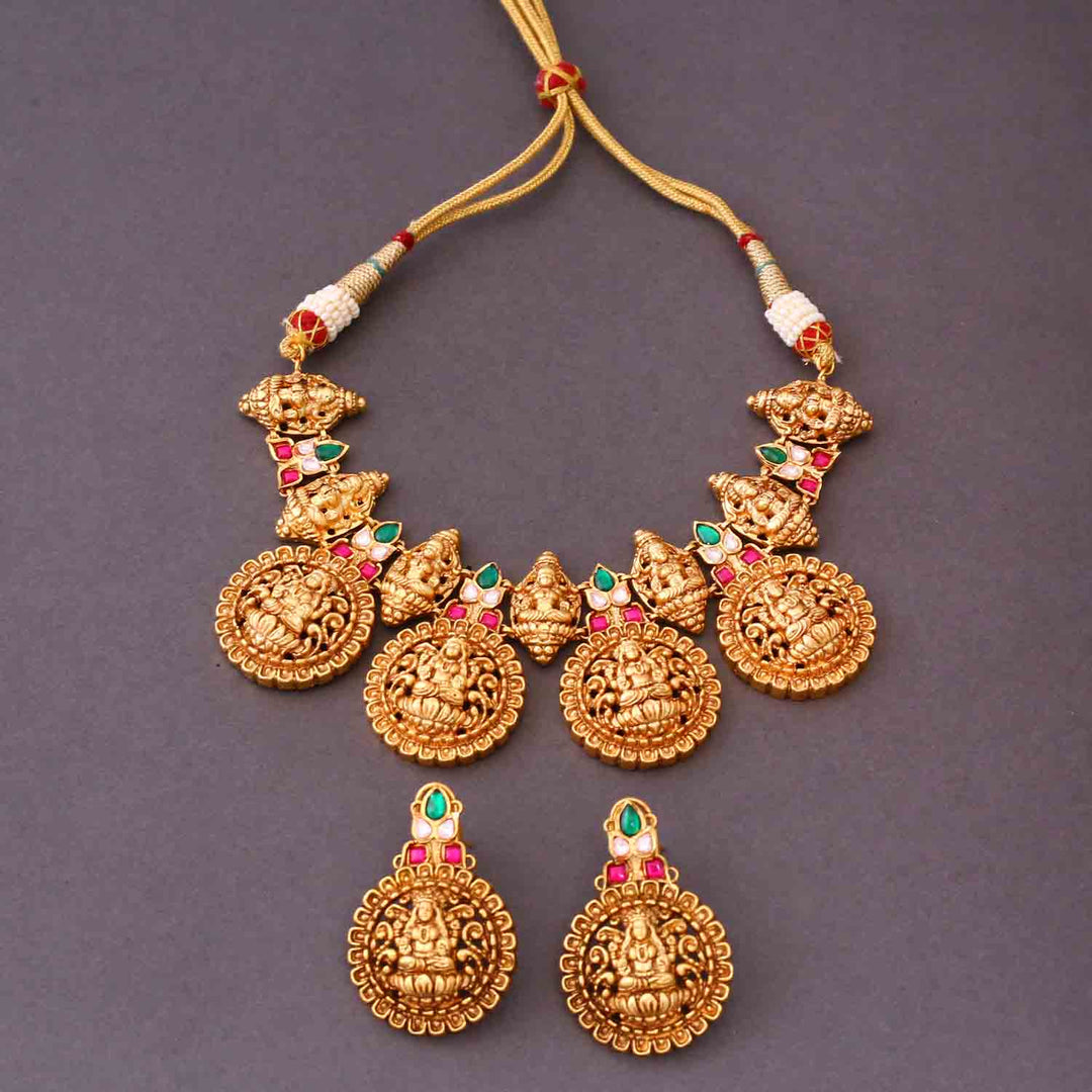 Golden Navaratri Temple Jewellery Set - New Arrival