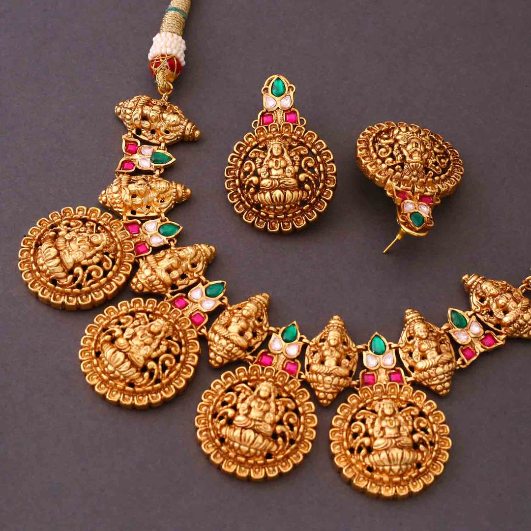 Golden Navaratri Temple Jewellery Set - New Arrival