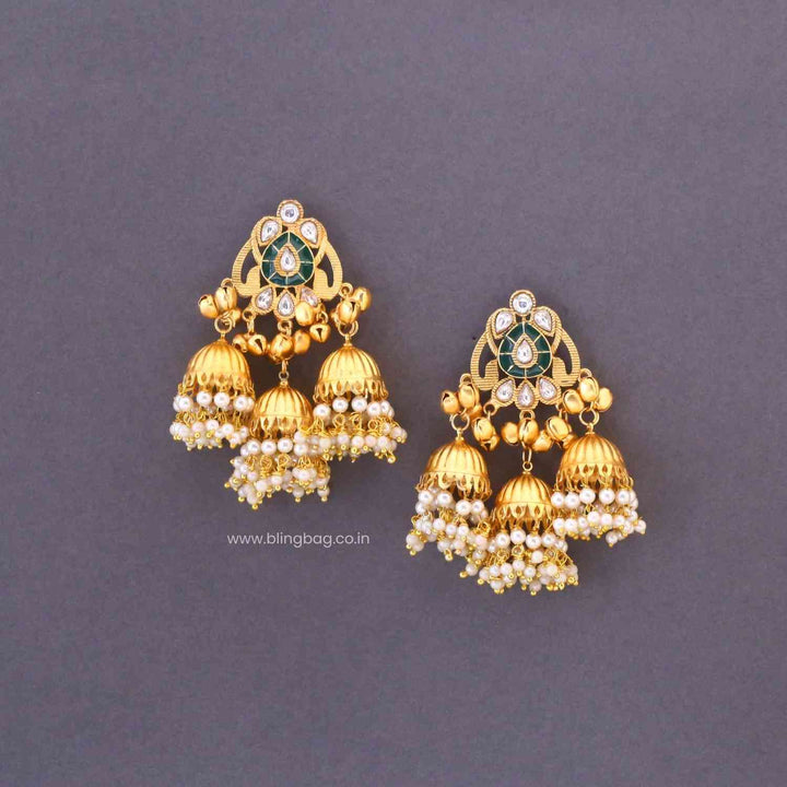 Golden Navyai Oxidised Jhumkis