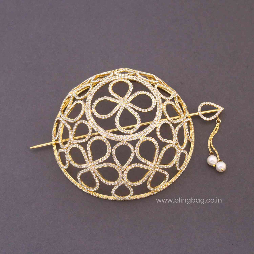 Golden Navyashi Zirconia Large Hair Bun Cage