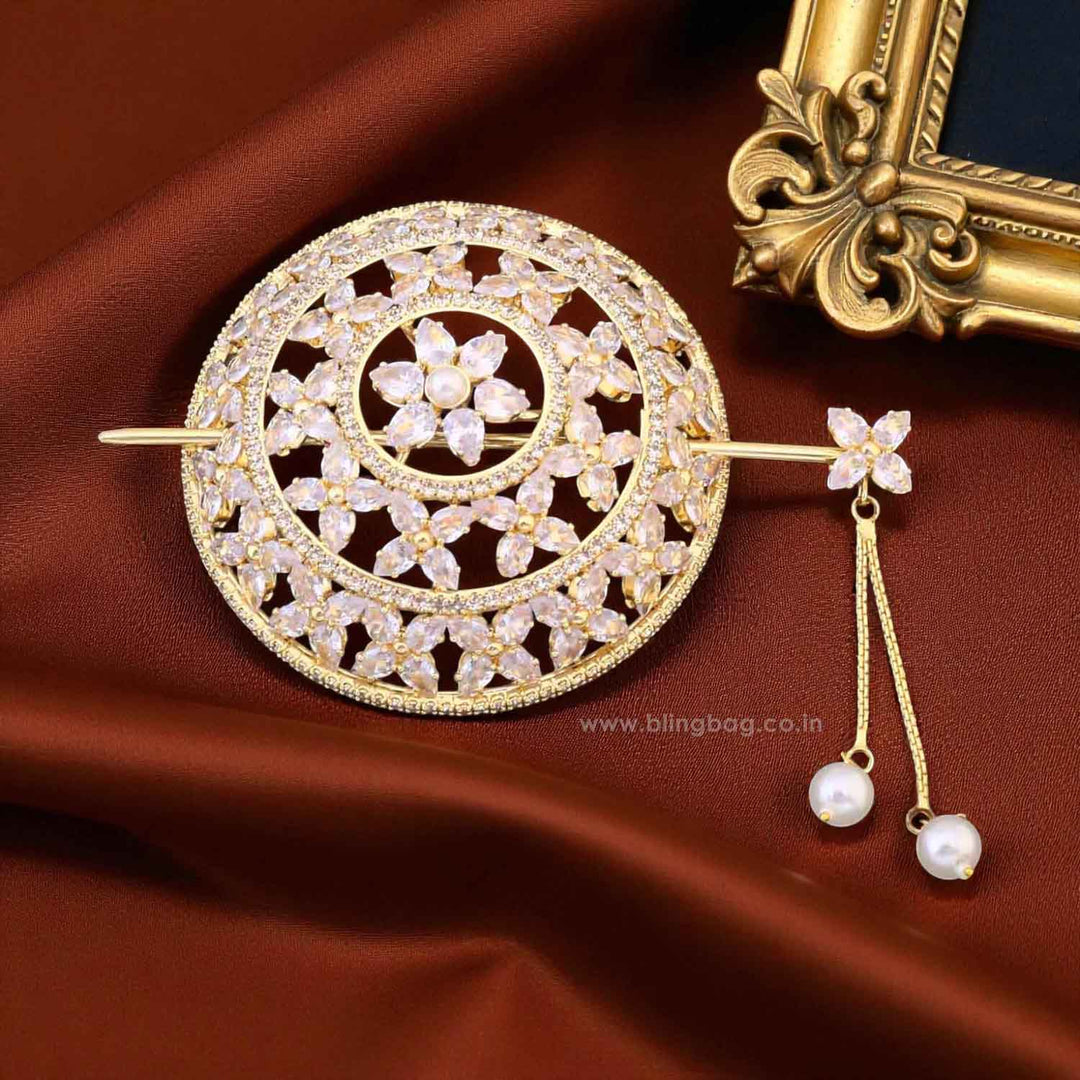 Golden Neeraja Zirconia Small Hair Bun Cage