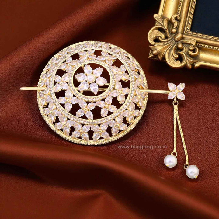 Golden Neeraja Zirconia Small Hair Bun Cage