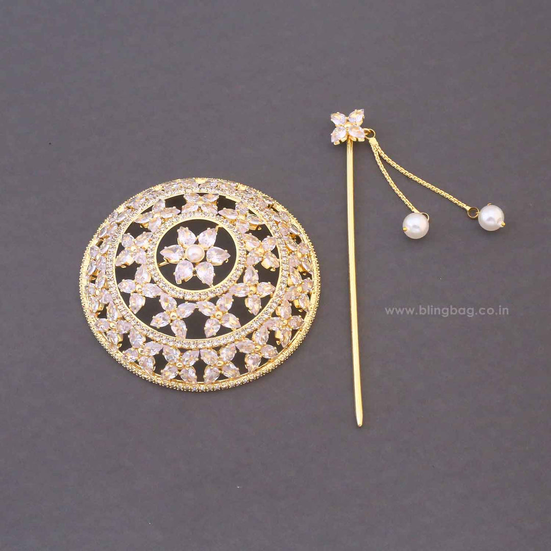 Golden Neeraja Zirconia Small Hair Bun Cage