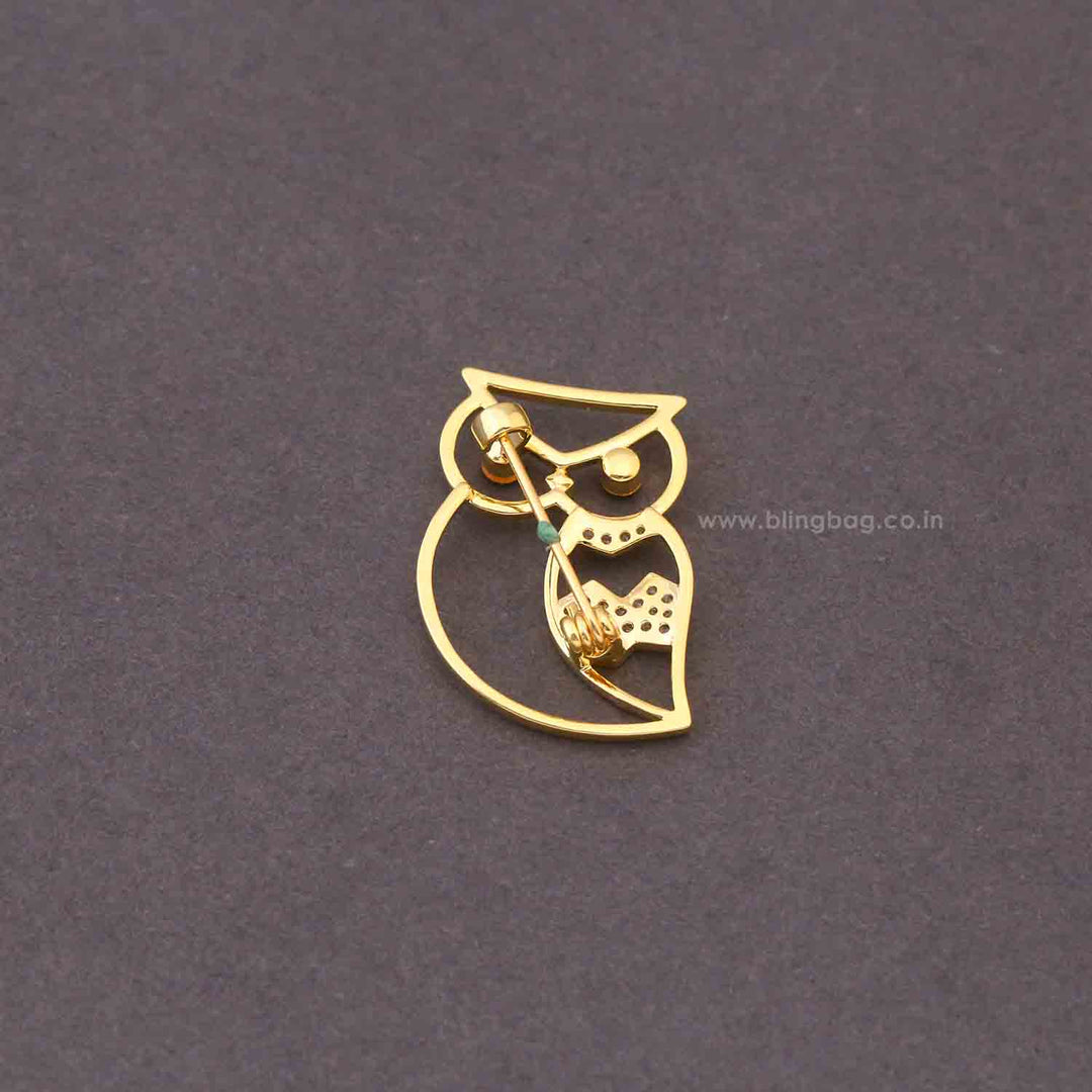 Golden Night Owl Brooch