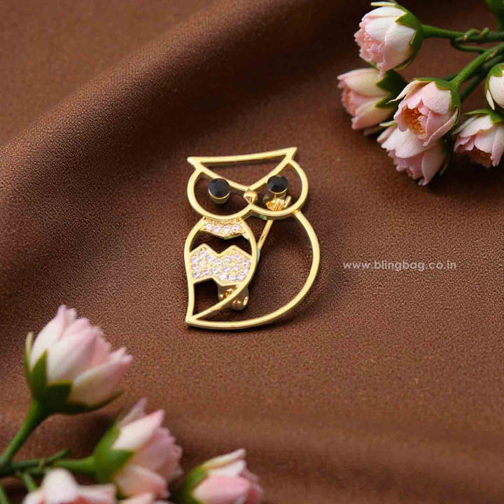 Golden Night Owl Brooch