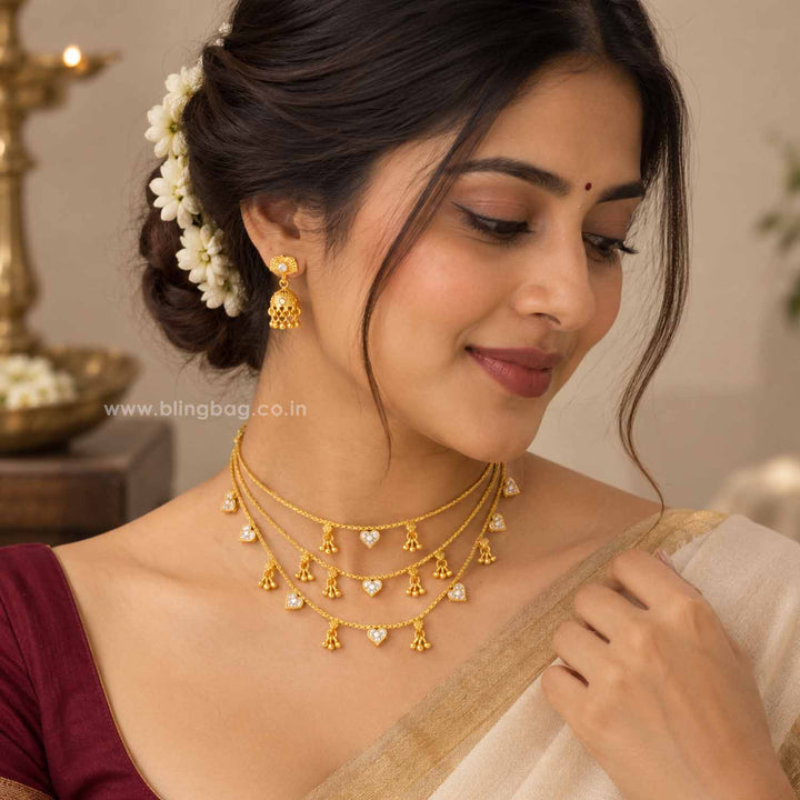 Golden Nishaika Antique Jewellery Set- New Arrival