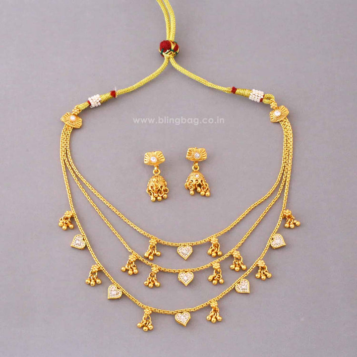 Golden Nishaika Antique Jewellery Set- New Arrival