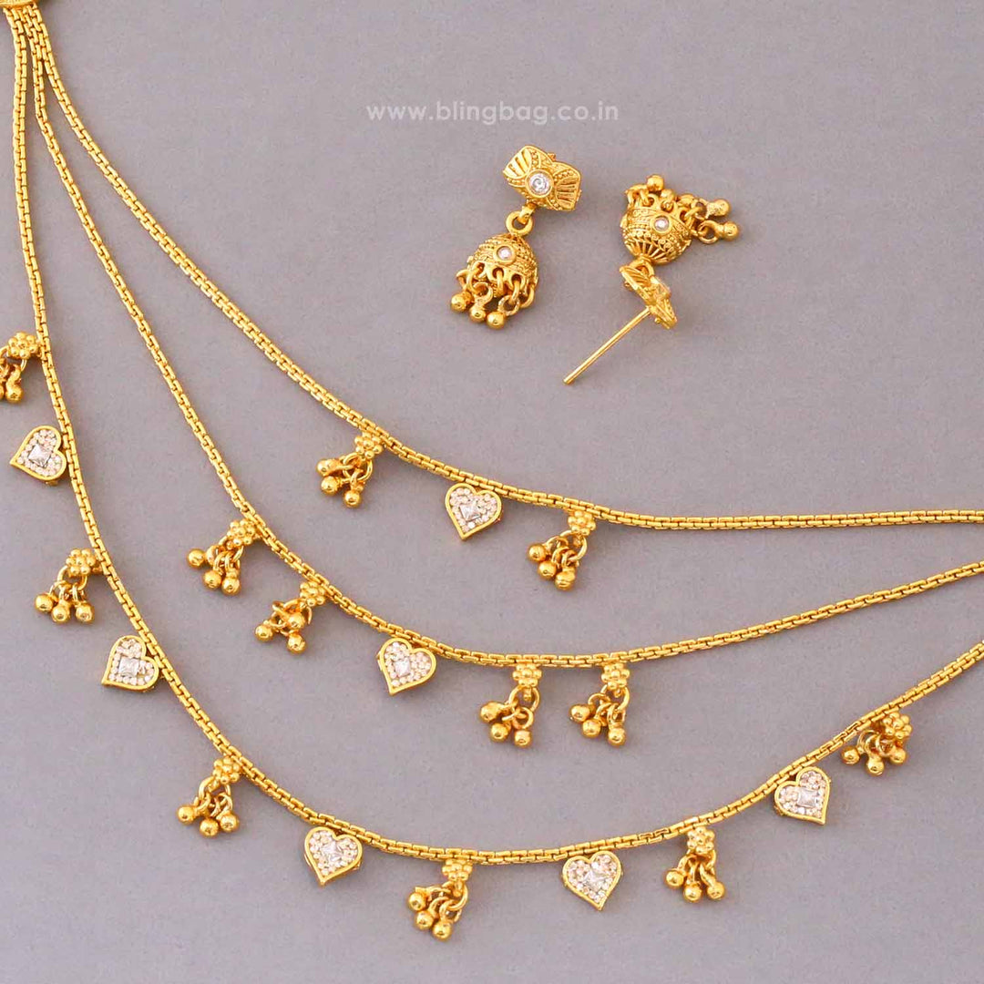 Golden Nishaika Antique Jewellery Set- New Arrival