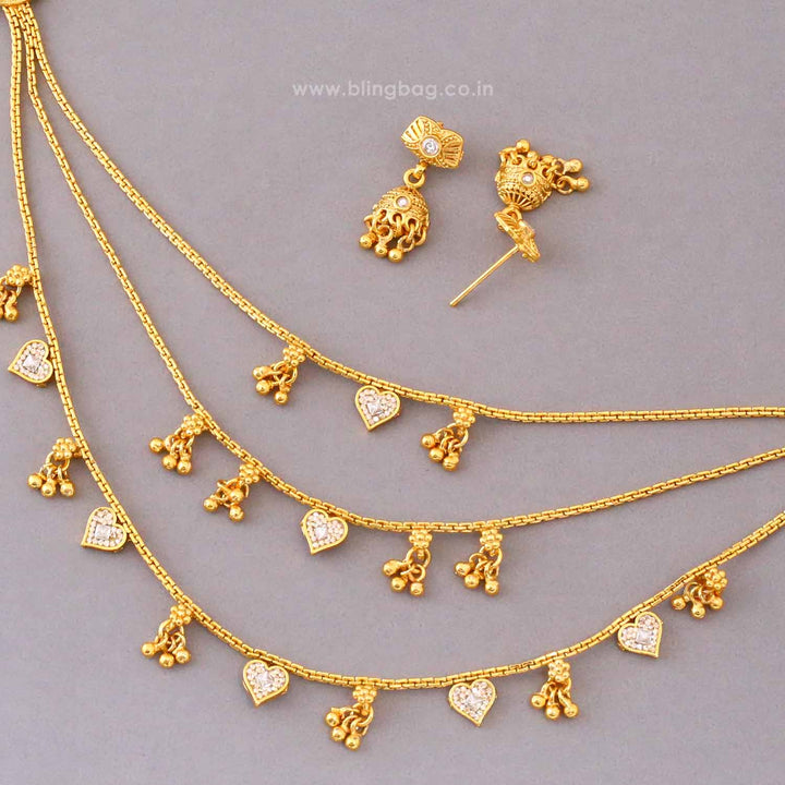Golden Nishaika Antique Jewellery Set- New Arrival