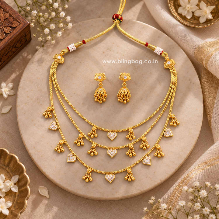 Golden Nishaika Antique Jewellery Set- New Arrival
