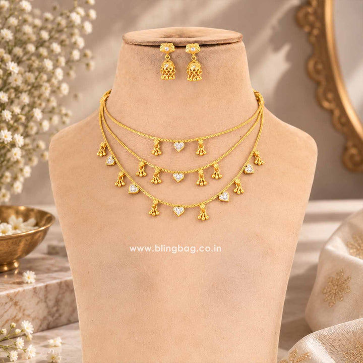 Golden Nishaika Antique Jewellery Set- New Arrival