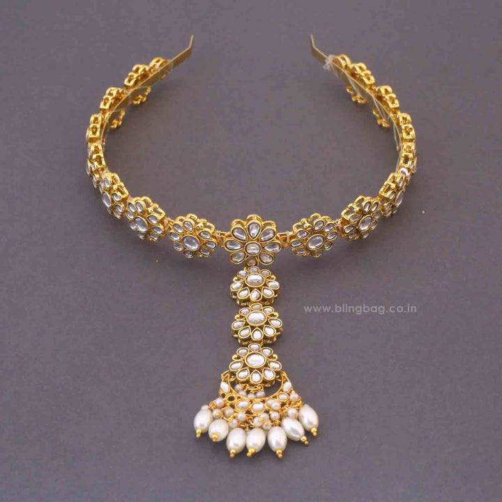 Golden Niyani Hairband With Tikka
