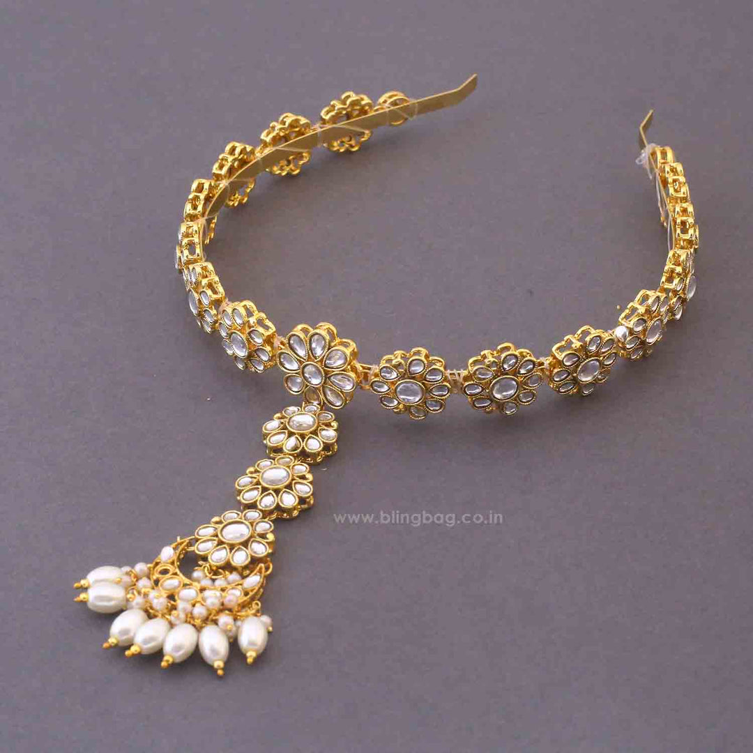 Golden Niyani Hairband With Tikka