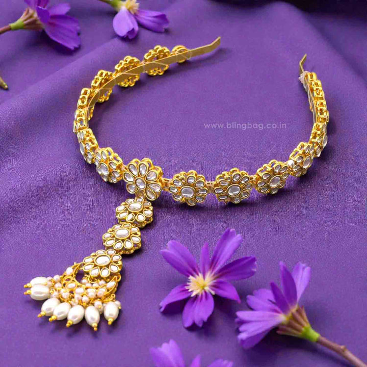 Golden Niyani Hairband With Tikka